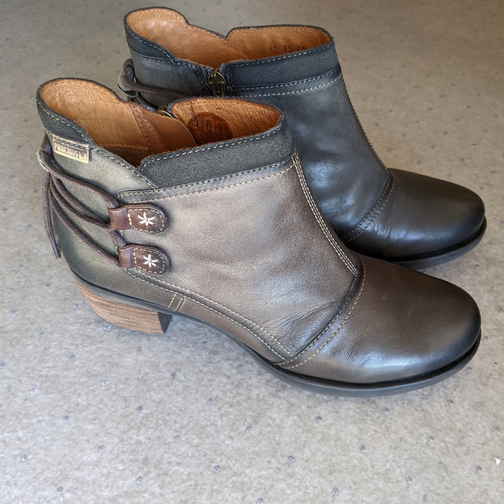 Boots, Pikolinos, Size 40 (U.S. 9), Gray/Brown, Leather.